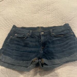 7 For All Mankind Blue Jean Shorts with Rolled Cuffs